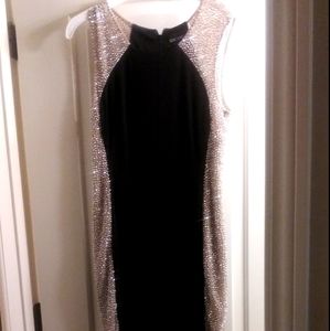 Black and Cream Crystal Prom Dress